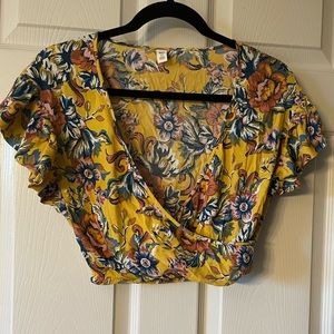 BP Yellow Floral Crop Top